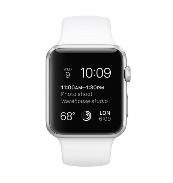 Apple Watch Series 1 42mm Silver Aluminum Case with White Sport Band (MNNL2)